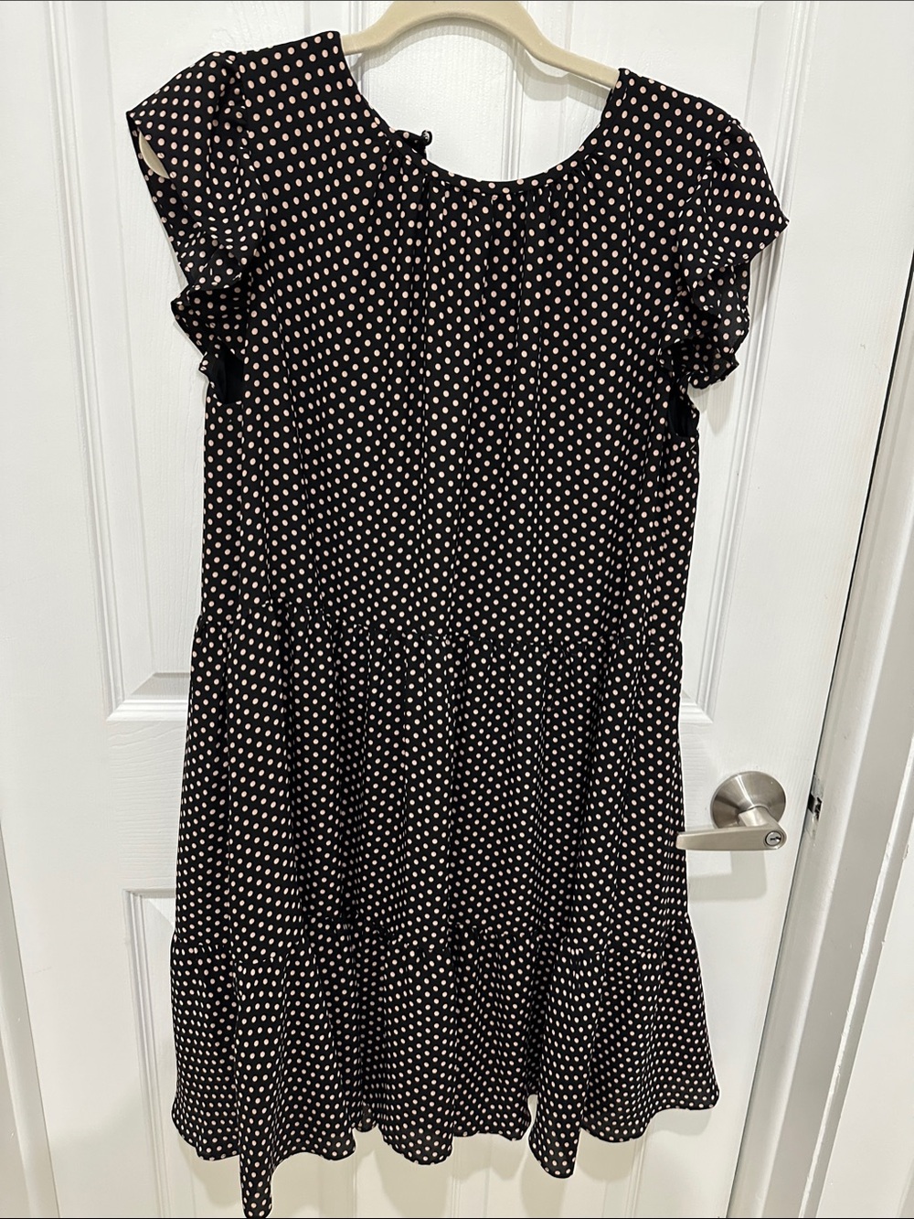 Ann Taylor Black Dress with Blush Polka Dots